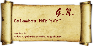 Galambos Máté névjegykártya